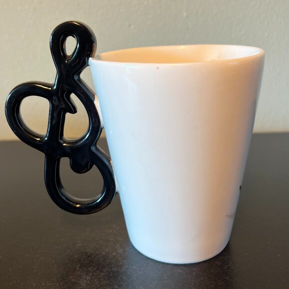 Musical Notes Ceramic Cup Mug w/ Treble Clef Handle ~ Music Lover ~ Musician - Picture 4 of 8
